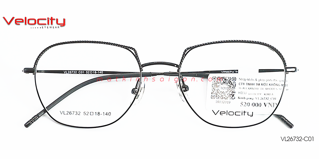 GỌNG KÍNH HỢP KIM VELOCITY VL26732-C01 - Hover
