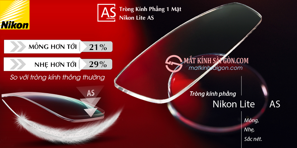 TRÒNG KÍNH PHẲNG 1 MẶT NIKON 1.56 LITE 2AS ECC - Hover
