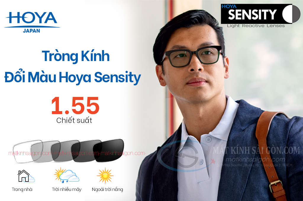 Tròng Kính Đổi Màu 1.55 Hoya Sensity