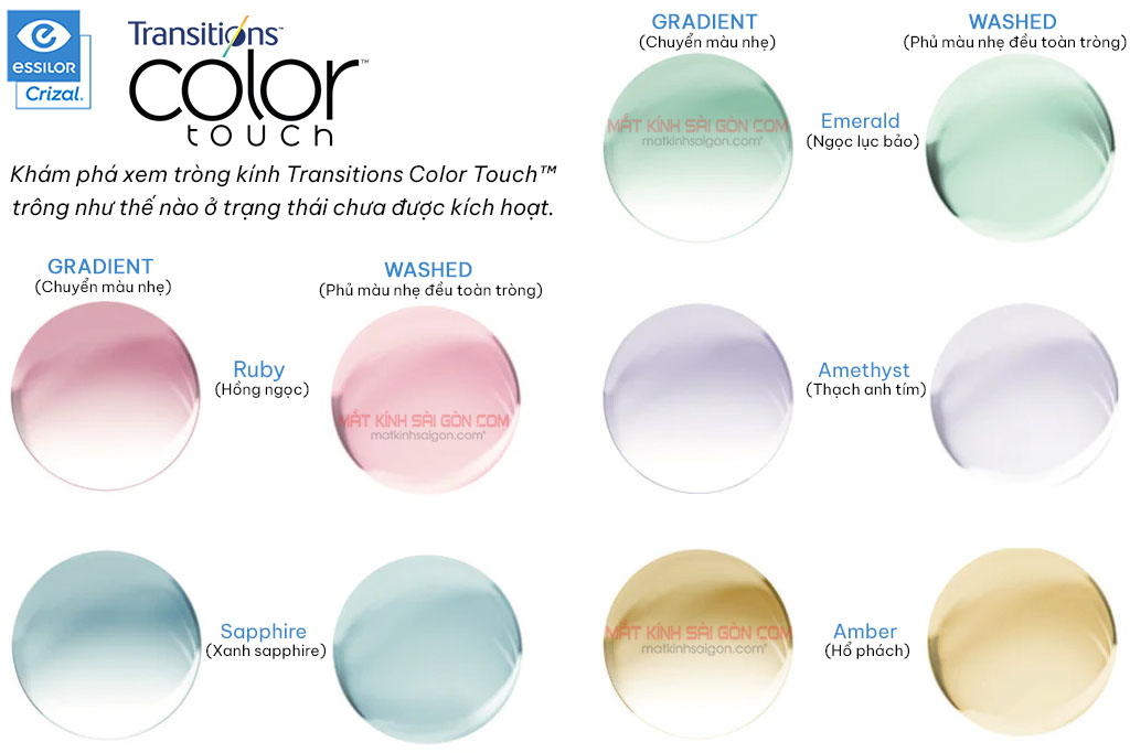 Tròng Kính Đổi Màu 1.56 Essilor Crizal® Transitions® Color Touch™ - Hình 3