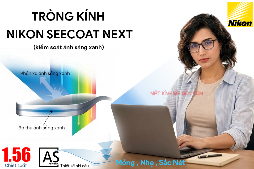 TRÒNG KÍNH KIỂM SOÁT ÁNH SÁNG XANH NIKON SEECOAT NEXT